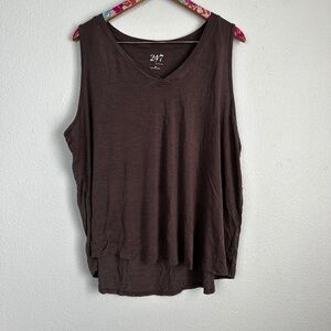 Maurices brown v-neck tank top size 2X // 2850
